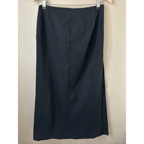 ZARA Women’s Size M Black Wool Skirt Front Slits Mini Career Party Chic - Picture 6 of 7